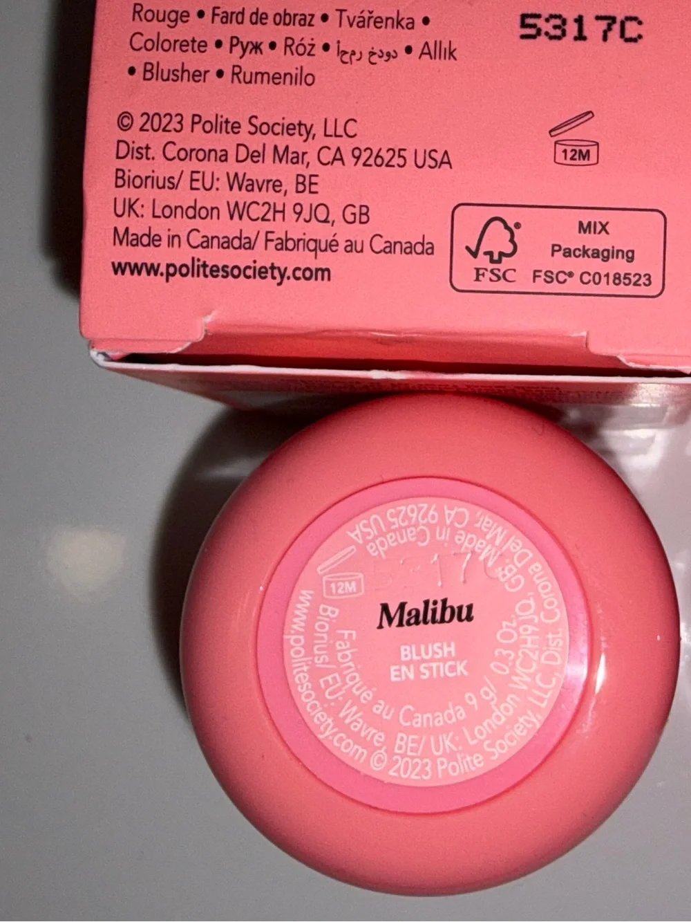 Polite Society Polite Pops Powder Blush Stick (Shade: MALIBU) - New In Box
